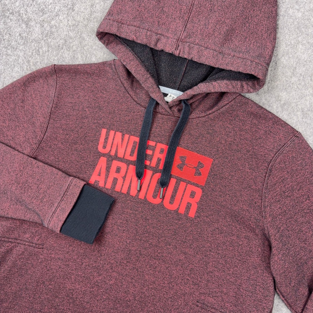 Under Armour Hoodie Womens Large Maroon Threadborne Fleece Pullover Active Gym